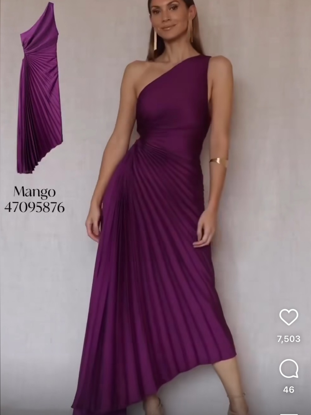 One-Shoulder Pleated Cut-Out Dress in Deep Purple - Picture 12 of 12
